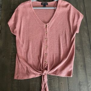 Short Sleeve Tie Front Top